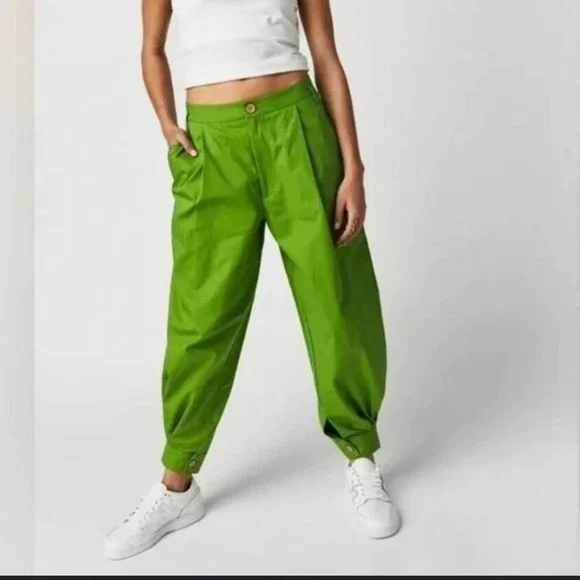 Free People brat green baggy trousers, women’s pants, size 0, - Picture 1 of 6